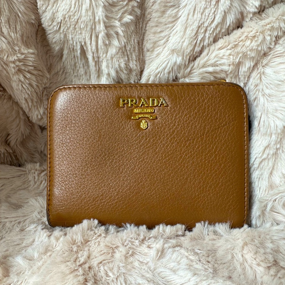 PRADA Lambskin Leather Tan Wallet
